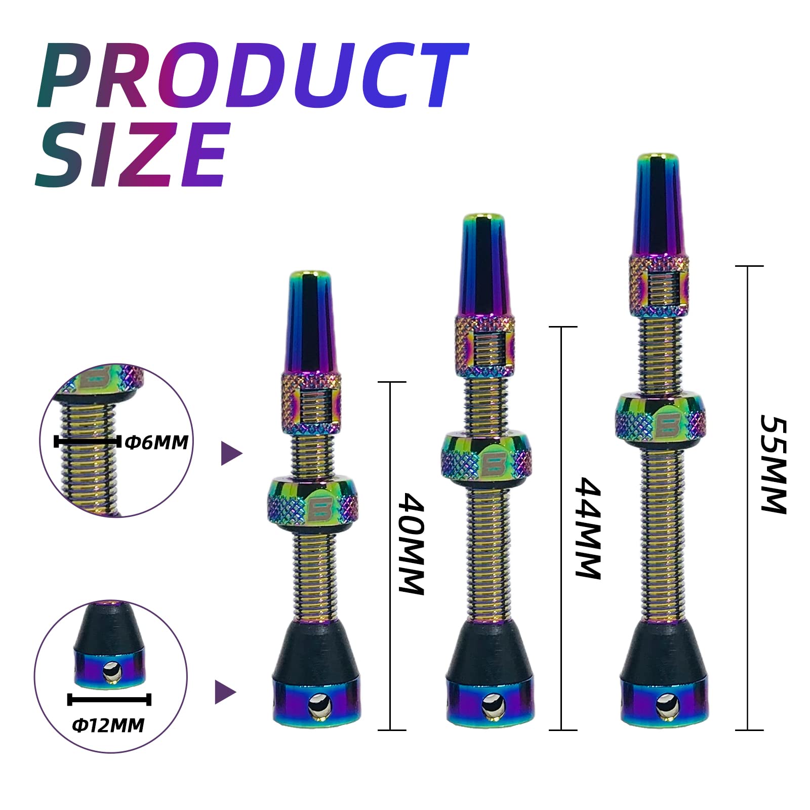 Bwshlf Neon Tubeless Presta Valve Stem 40Mm / 44Mm, Super Light Alloy Presta Valve Stem Kit With Valve Core Remover Tool And Val