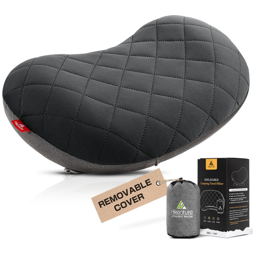 Hikenture Camping Pillow, Inflatable Air Pillow With Removable Cover, Backpacking Pillow For Sleeping, Ultralight Blow Up Pillow