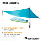 Sea To Summit Ultra-Sil Nano Tarp Poncho 4-In-1 Raincoat, Pack Cover, Groundsheet, And Shelter, Pacific Blue