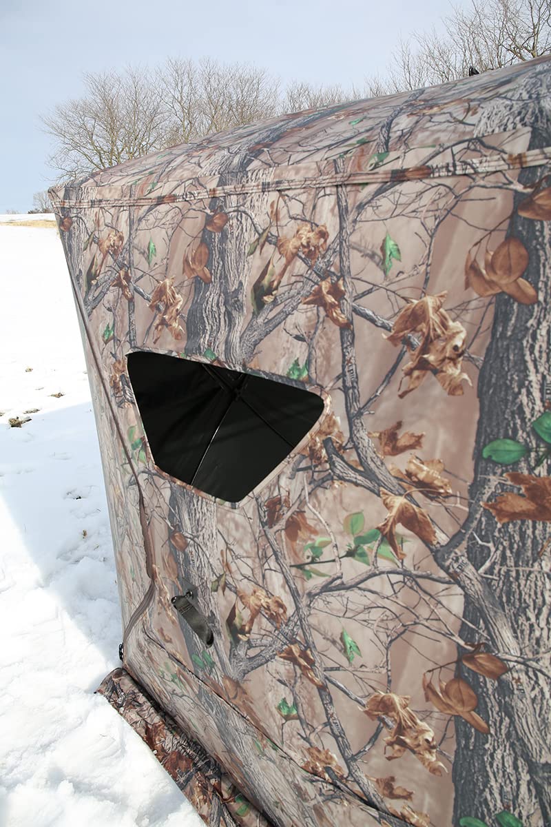 Muddy Outdoors Hunting Easy Set-Up Portable Concealable Black-Backed Water Resistant Epic Camo Prevue Ground Blind, 3-Person