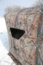 Muddy Outdoors Hunting Easy Set-Up Portable Concealable Black-Backed Water Resistant Epic Camo Prevue Ground Blind, 3-Person