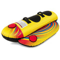 GYMAX Hot Dog Towable, 2/3 Riders Towable Tube for Boating with EVA Seat Pads, Easy Grip Handles, Full 900D Nylon Cover & Draina