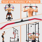 Sertt 39.37 Inch Lat Pull Down Bar Attachment For Pulley Cable Machine, Curl Tricep Press Down Bar With Rubber Handle, Lat Pulld