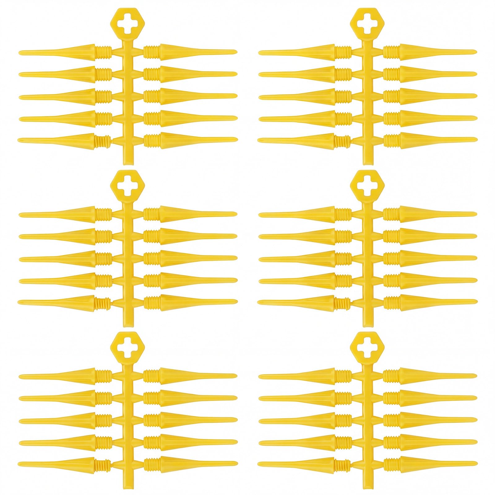 Foilswirl 60 Pcs 2ba Electronic Dart Tips Plastic Dart Tips - Universal Plastic Soft Tip Points(Yellow)