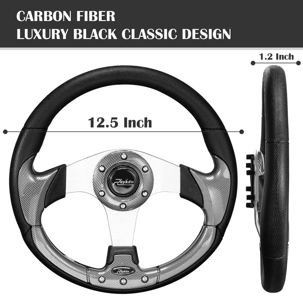 Roykaw Golf Cart Steering Wheel Or Hub Adapter For Ezgo Club Car Yamaha (Style 2 Black)
