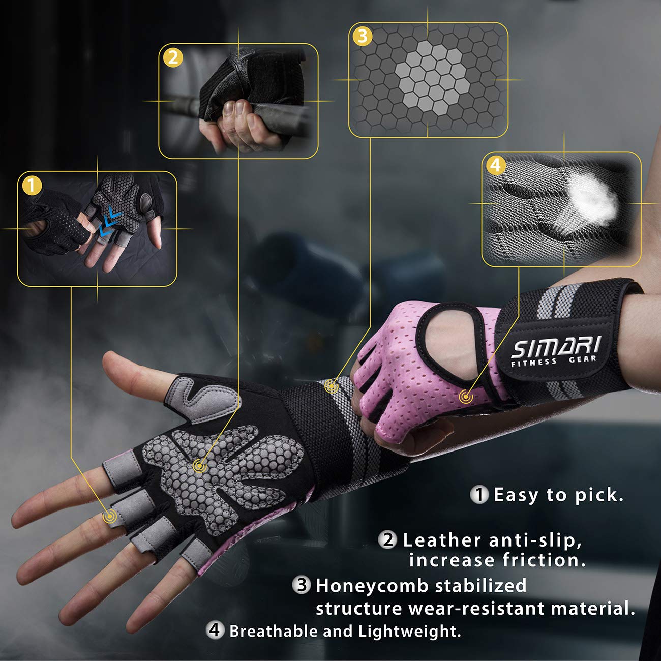 Simari Workout Gloves Mens And Women Weight Lifting Gloves With Wrist Support For Gym Training, Full Palm Protection For Fitness