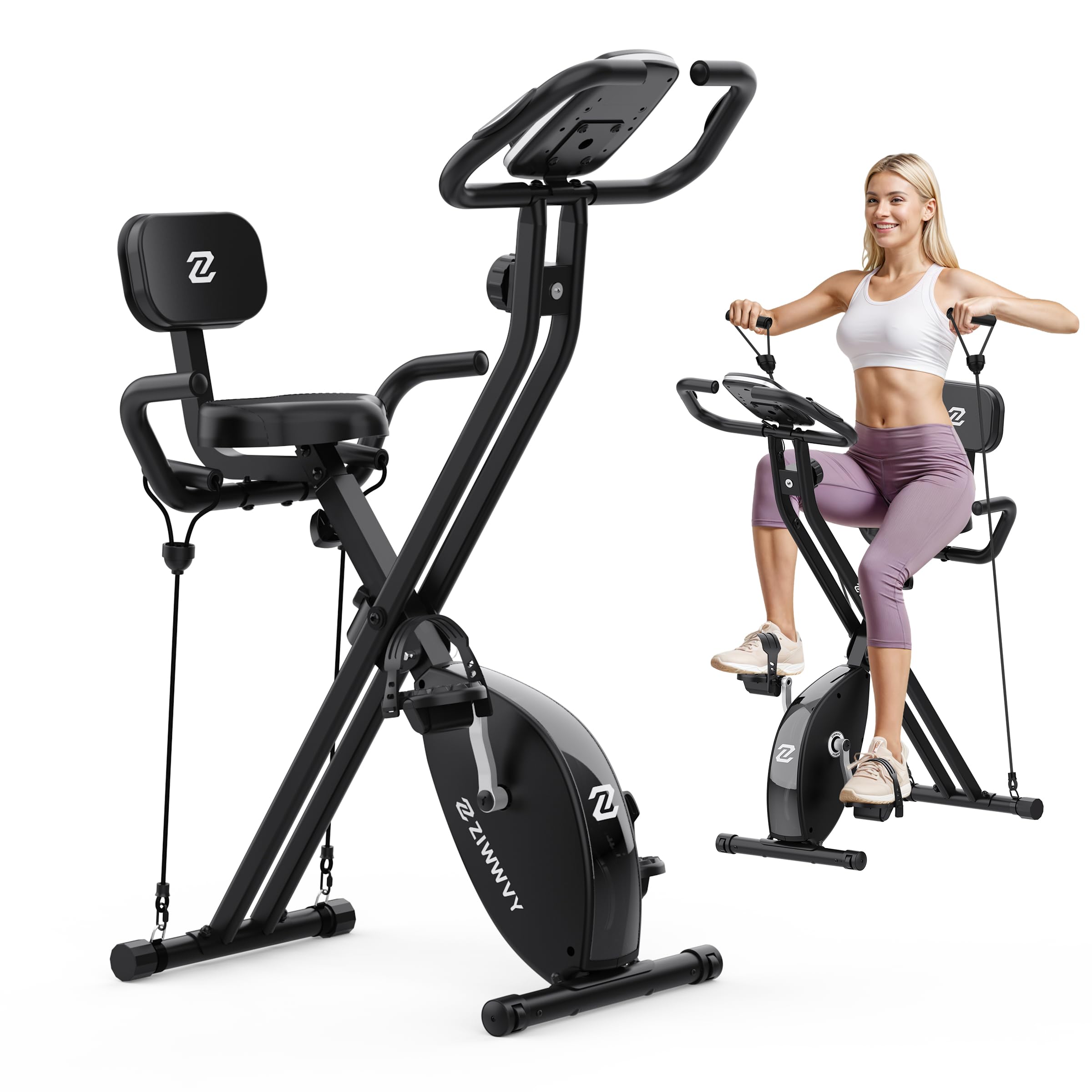 Foldable Exercise Bike, Stable & Sturdy Stationary Bike For Home, 3-In-1 Upright And Recumbent Workout Bike, Comfortable Seat &