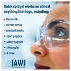 Jaws Spit Anti-Fog Gel Solution Defogger For Snorkel Mask, Scuba Divers, Paintball, Eye Wear, Sport Goggles, Made In The Usa