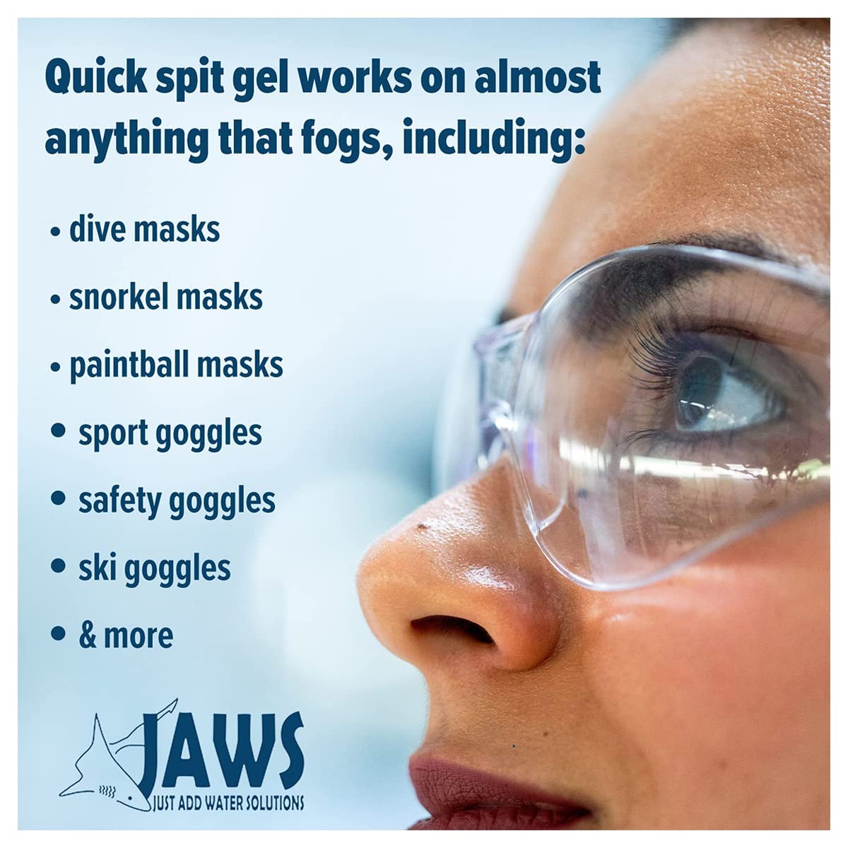 Jaws Spit Anti-Fog Gel Solution Defogger For Snorkel Mask, Scuba Divers, Paintball, Eye Wear, Sport Goggles, Made In The Usa