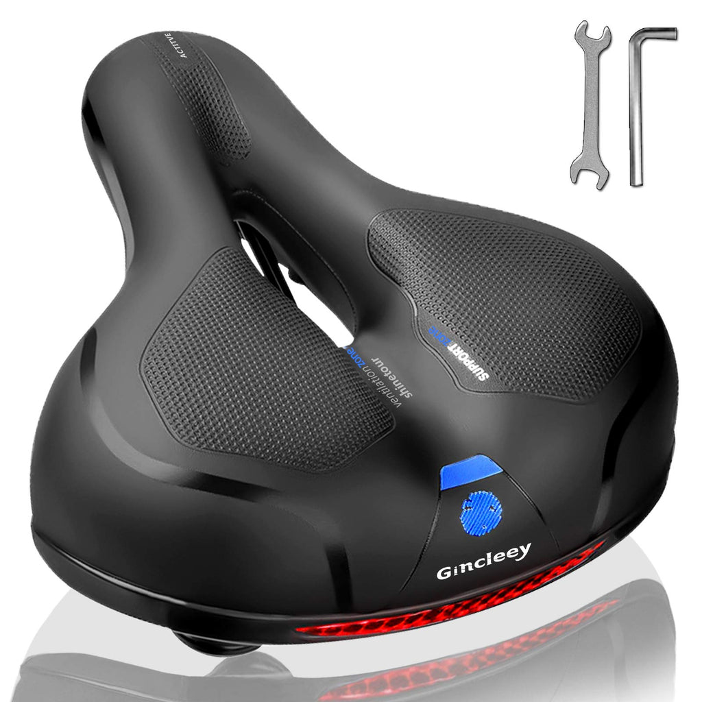 Gincleey Comfort Bike Seat For Women Men,Wide Bicycle Saddle Replacement Memory Foam Padded Soft Bike Cushion With Dual Shock Ab