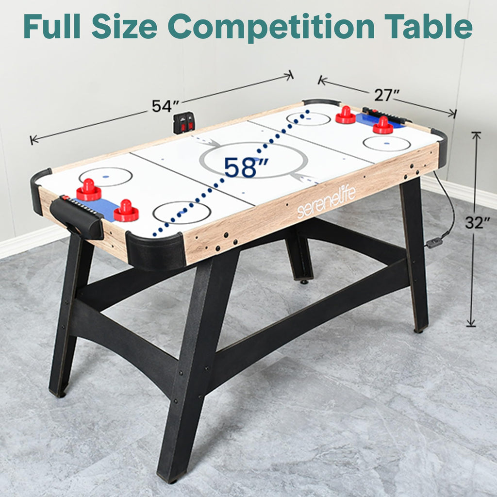 SereneLife 58 Air Hockey Game Table, w/ Built-in Score Tracker & Puck Dispenser, Digital LED Scoreboard & Accessories