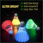 Zhenan Led Badminton Shuttlecocks Dark Night Glow Birdies Lighting For Outdoor & Indoor Sports Activities (Feather_6Pcs)
