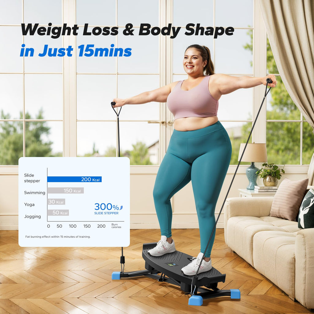 MERACH Balance Board for adults, Mini Stepper with Resistance Bands, Portable Wobble Board Featuring LCD Monitor, 300 lbs Capaci