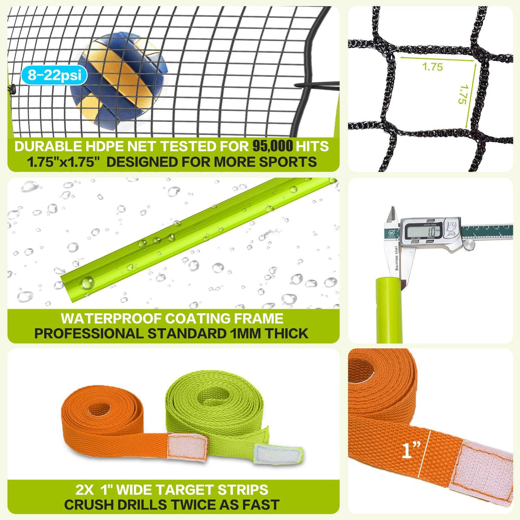 7x4 Ft Volleyball Rebounder Net with Portable Travel Bag, 5-Angle Adjustable Rebounder Net for Practicing Digging, Setting, Spik
