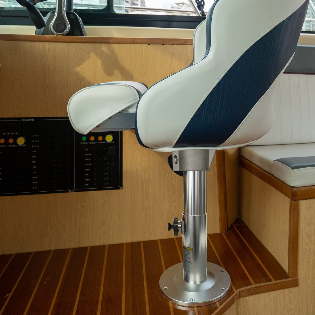 Onhi Aluminum Adjustable Height Locking Boat Seat Pedestal 13-Inch To 19-Inch,Silver Polished