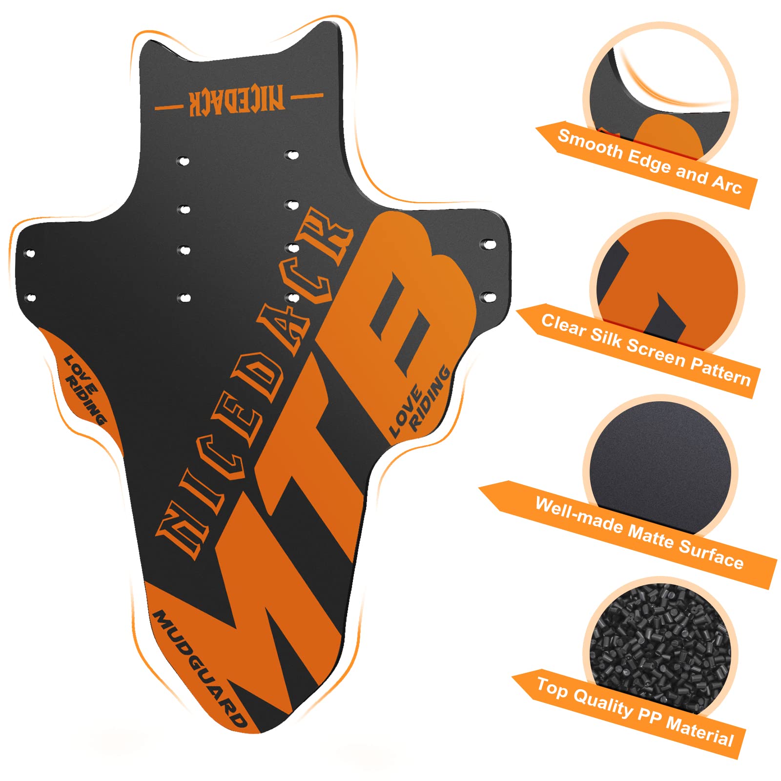 Nicedack Mudguards Mountain Bike, 2 Pieces Mudguard Fit 20-29 Inch Mtb Mudguard Front And Rear Compatible Bicycle Splash Guard (