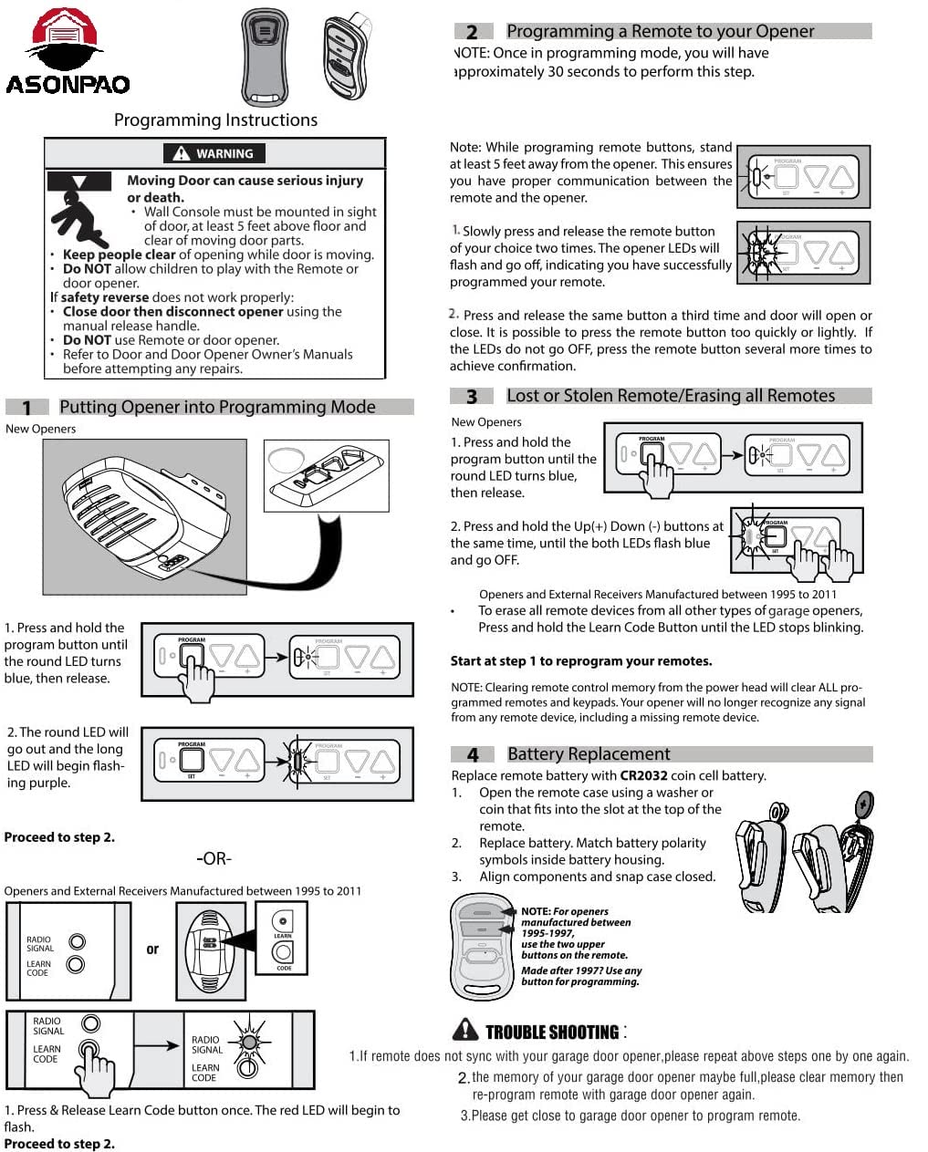 2Pack Garage Door Opener Remote For Genie And Overhead Door Intellicode G3T-R O3T-A O3T-Bx