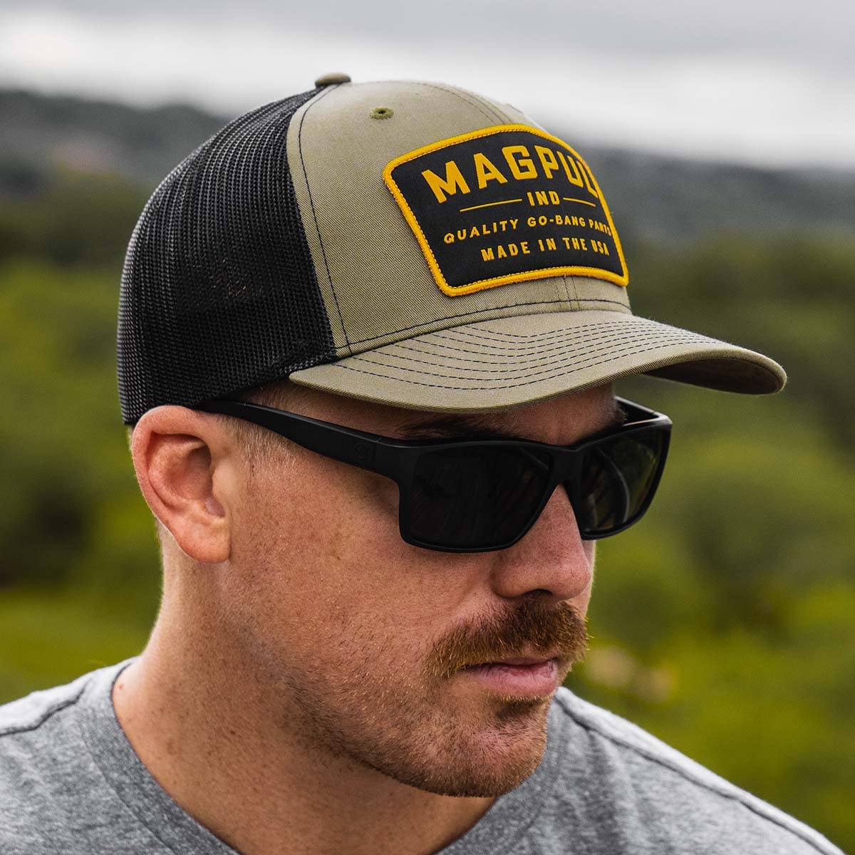 Magpul Trucker Hat Snap Back Baseball Cap, One Size Fits Most, Go Bang Olive