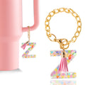 Letter Charm Accessories for Stanley Cup 1 PCS Cute Initial Keychain Handle Charm for Stanley Tumbler for Women Pink Letter Z