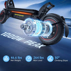 HopCycle Electric Scooter for Adults, 1000W Peak Motor, 25 MPH, 28 Miles Long Range, 9.3 Pneumatic Tires, Foldable Commuter E Sc