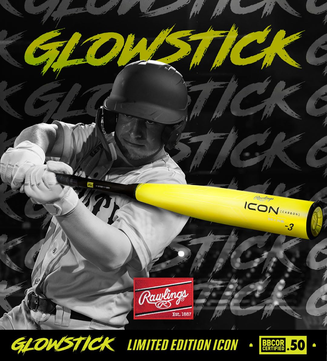 Rawlings | ICON GLOWSTICK Baseball Bat | BBCOR | -3 | 33