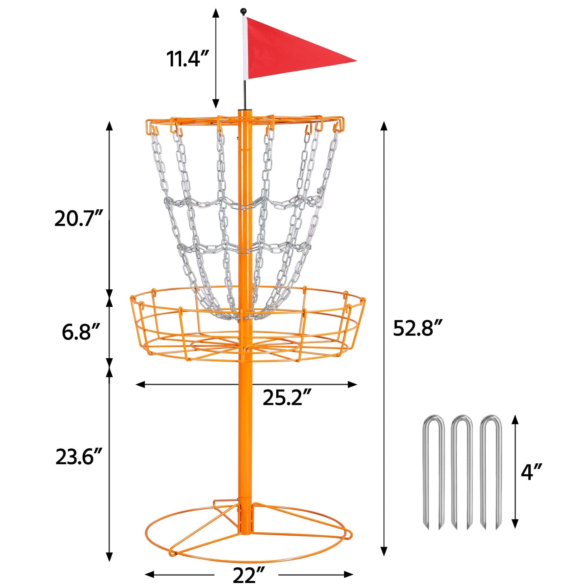 Yaheetech 12 Chain Portable Disc Golf Basket Target- Golf Goals Baskets Flying Disc Golf Practice Sets