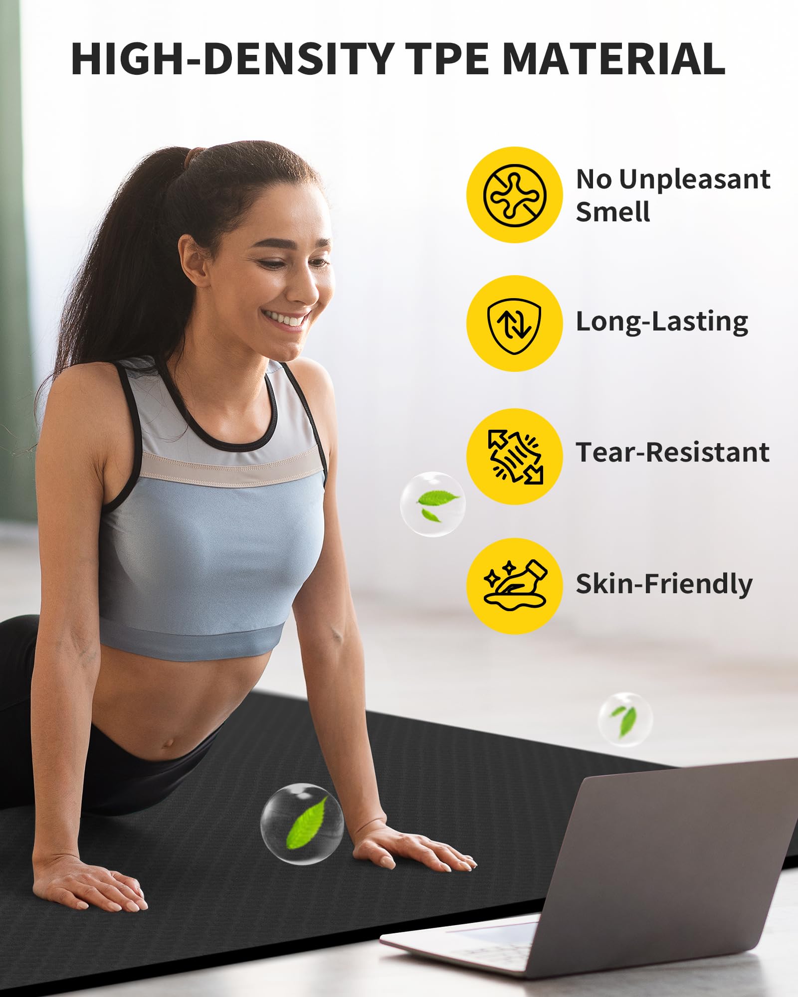CAMBIVO Large Yoga Mat (6x 4), Extra Wide Workout Mat for Men and Women, 0.4 Thick Exercise Fitness TPE Mat for Home Gym, Yo