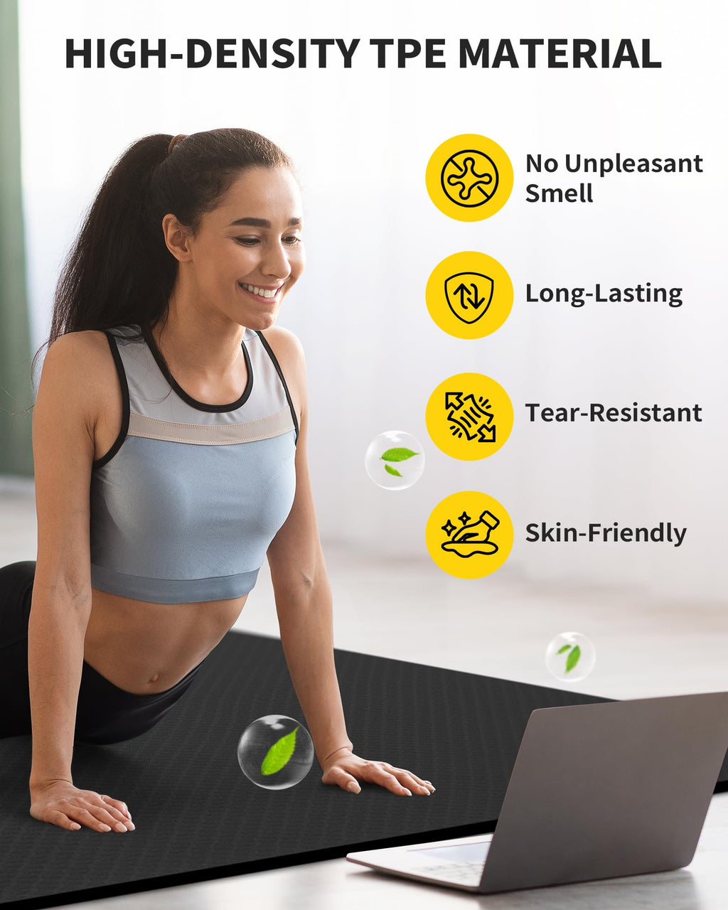 CAMBIVO Large Yoga Mat (6x 4), Extra Wide Workout Mat for Men and Women, 0.48 Thick Exercise Fitness TPE Mat for Home Gym, Y