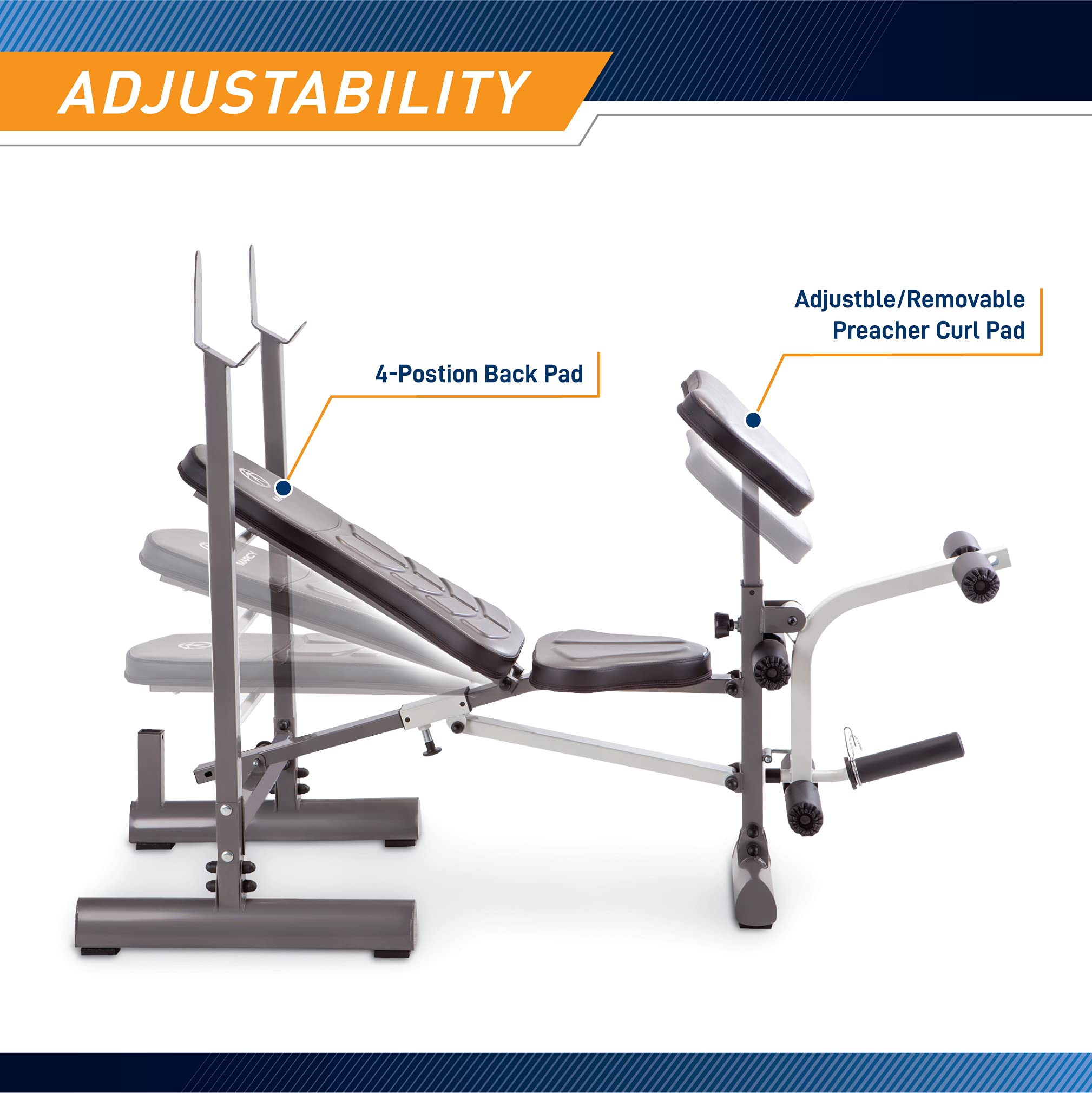 Marcy Folding Standard Weight Bench - Easy Storage MWB-20100, Incline