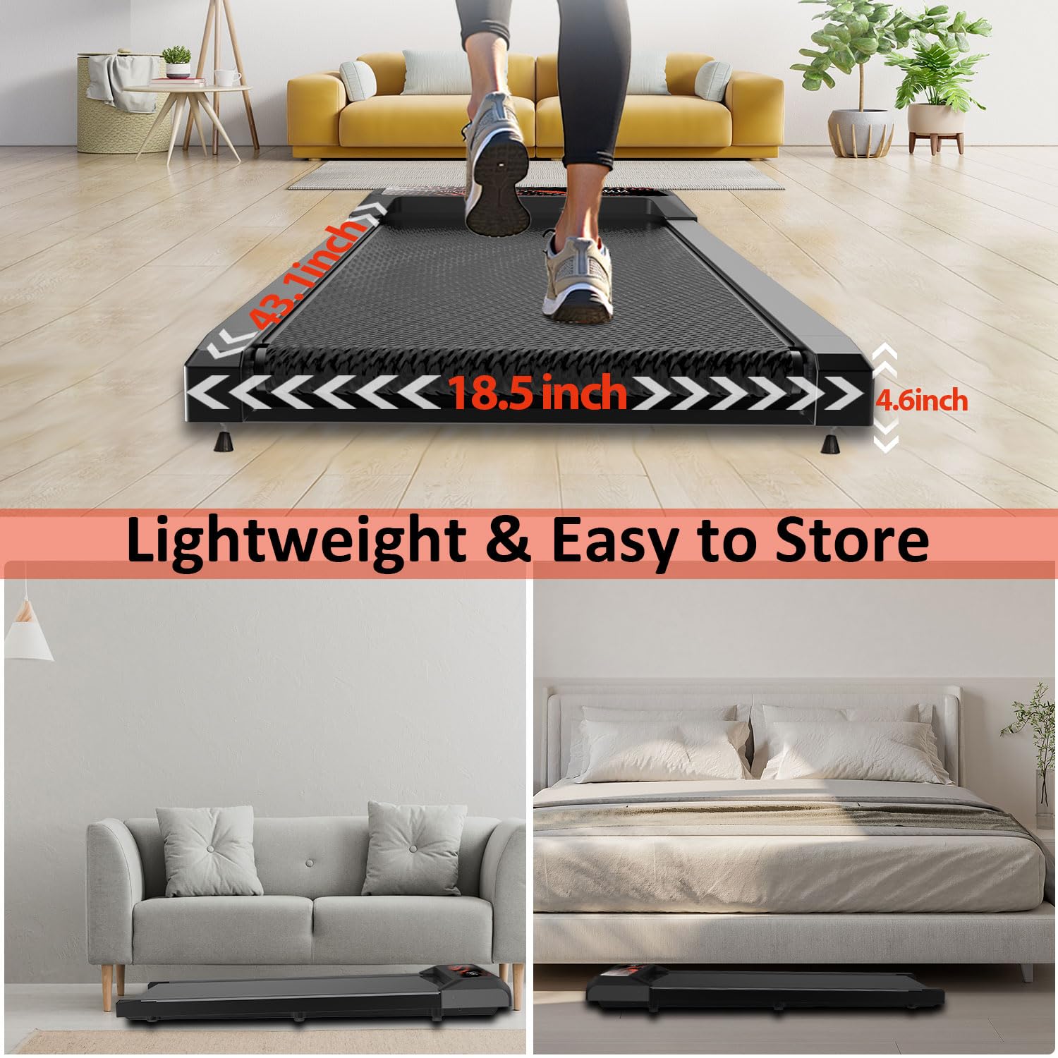 Maicifi Walking Pad Treadmill With Incline - Under Desk Treadmill 2.5Hp Low Noise,Portable Treadmills For Home, 2 In 1 Folding,