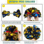 Lovecheer 2Pcs Pom Poms Cheerleading Blue And Gold Metallic Cheer Pom Poms With Baton Handle For Sports Team Spirit Party Cheeri