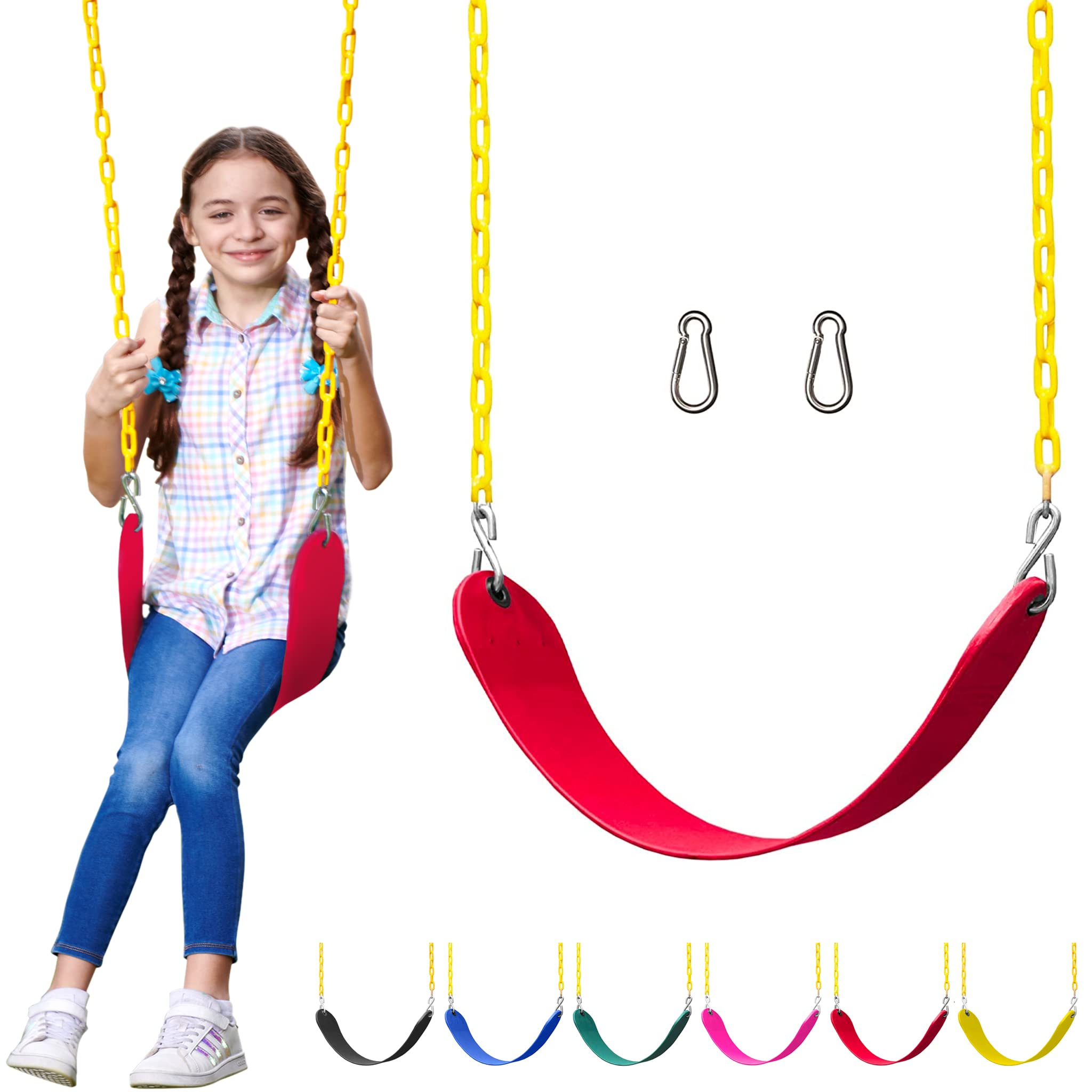 Jungle Gym Kingdom Outdoor Swing Seat Replacement - Pack Of 1 Replacement Swings For Swingsets For Outside With Plastic Coated C