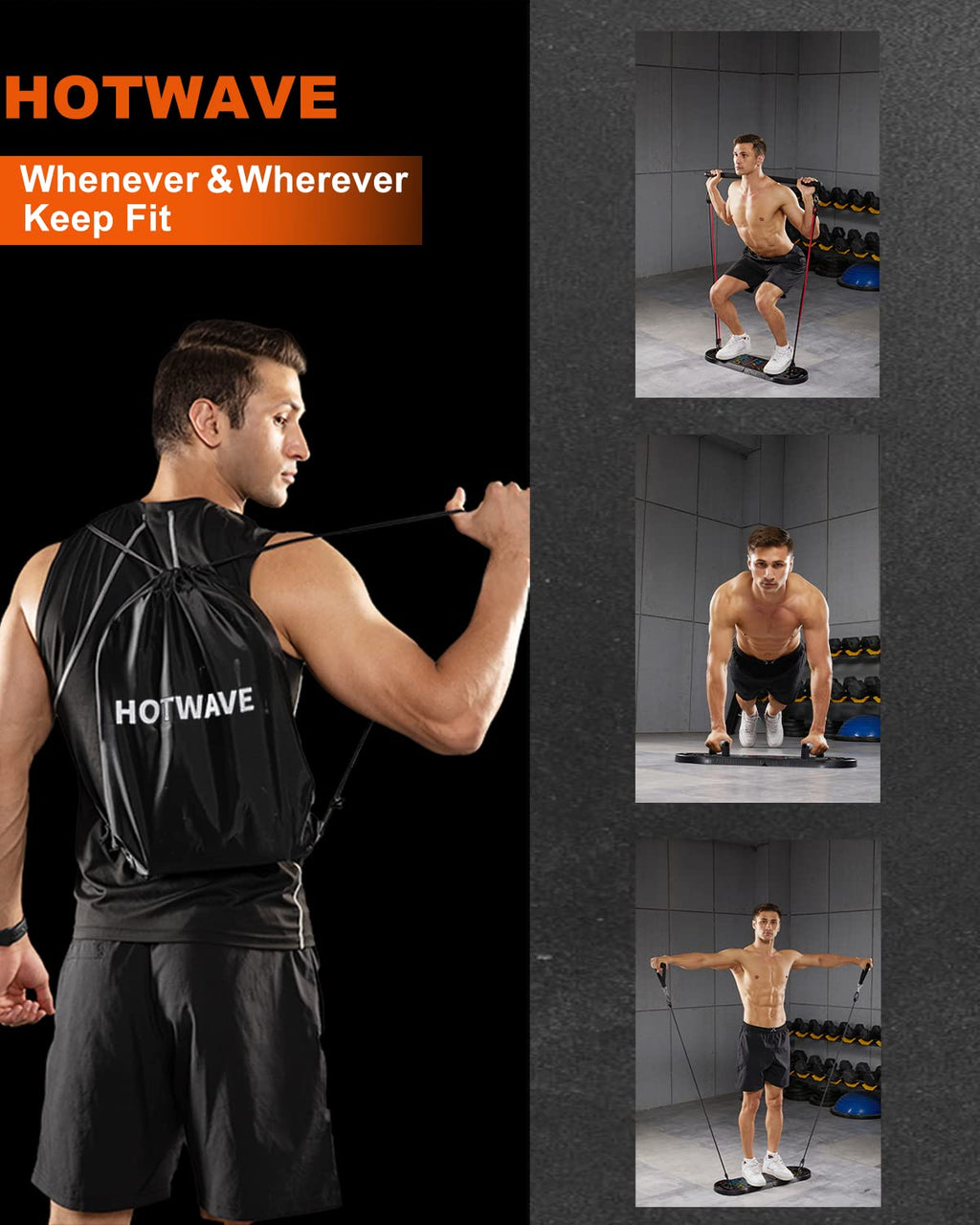 Hotwave 20 In 1 Push Up Board With 16 Gym Accessories.Pushups Bar With Resistance Bands,Portable Home Workout Equipment,Strength