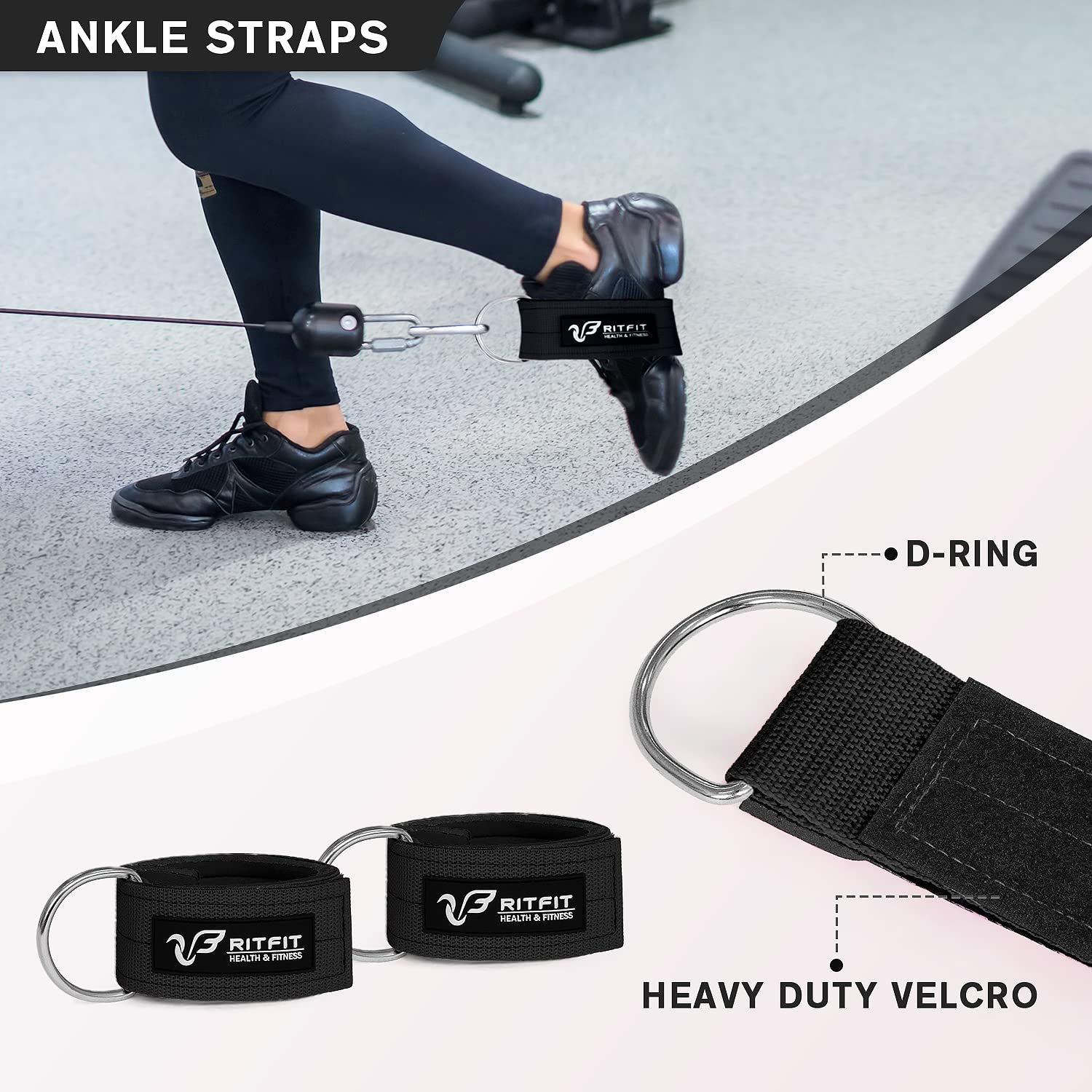 Ritfit Upgraded 7 Pack Barbell Squat Pad Set With Resistance Band,2 Safety Straps,2 Gym Ankle Straps And Carry Bag,Workout For L