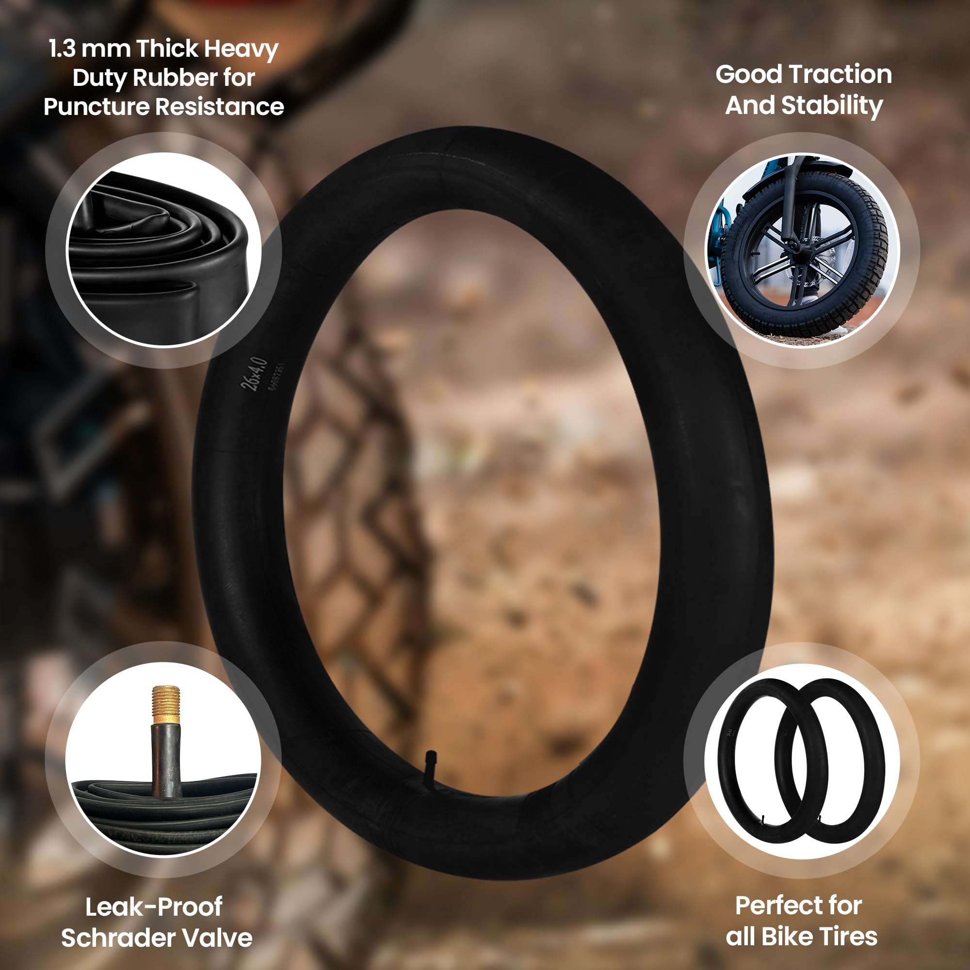 Heb - Heavy Duty Bike Tube For Ebike Tires - Puncture Resistant Inner Tube For 20X4 Bike Tire, Fat Tire Tube, Mtb, 20 Inch X 4.0