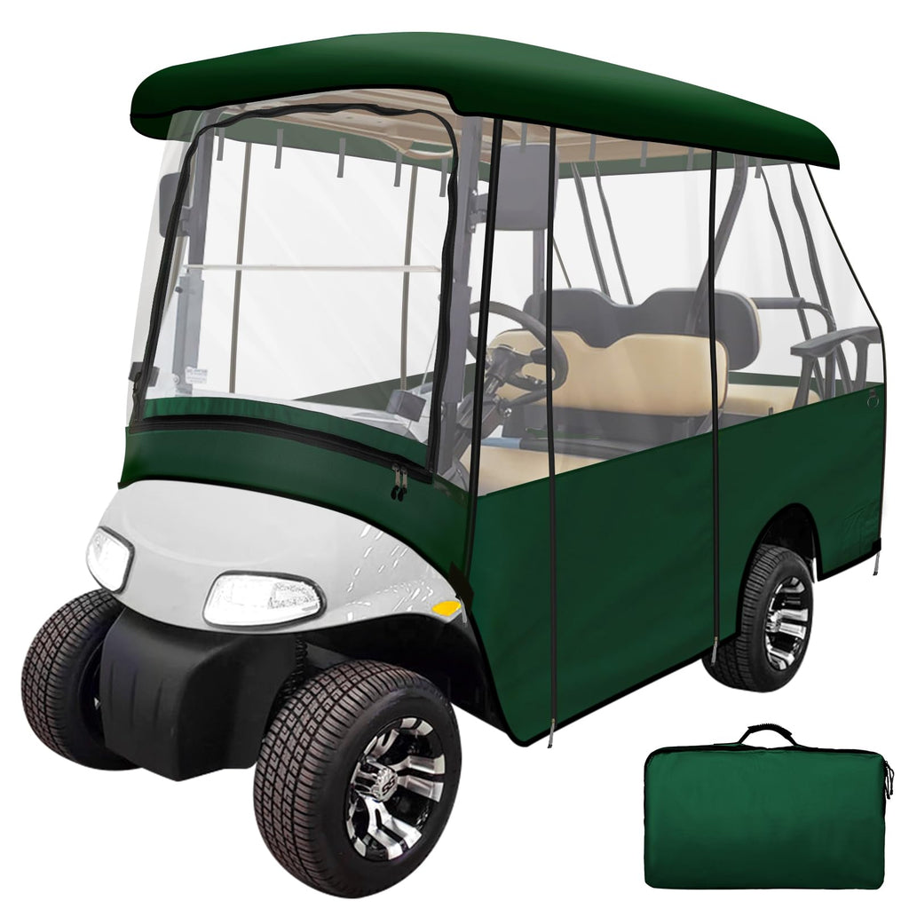 Leader Accessories 2 + 2 Person Golf Driving Enclosure Short Roof 2 Over 4 Passenger Golf Cart, Green (Green)