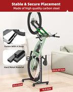 Fitense Bike Rack, Vertical Bike Stand With Swivel Casters, Horizontal Adjustable Height Bicycle Stand For Apartment, Bike Holde