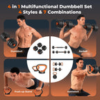 Feierdun Adjustable Dumbbells, 50Lbs Free Weight Set With Connector, 4 In1 Dumbbells Set Used As Barbell, Kettlebells, Push Up S