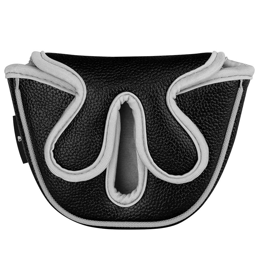 Big Teeth Golf Head Covers Mid Mallet Putter Cover Fit For Odessey Backstryke Center Shaft Putter (Black)
