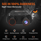 Night Vision Goggles - 5K Night Vision Goggles For Adults, Rechargeable Infrared Night Binocular 5X Digital Zoom External Flashl