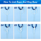 Hollow Braided Polypropylene Line Rope Heaving Line With Spring Hook For Ring Buoy Pool Life Preserver Ring Rope Boat Anchor Rop