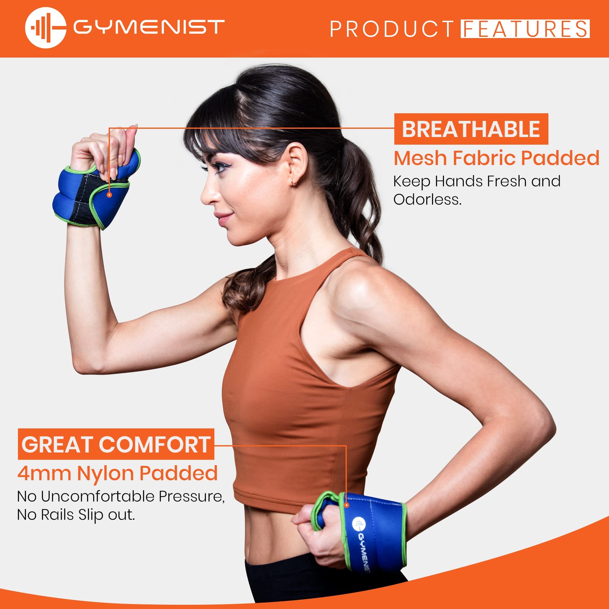 Gymenist Pair Of Wrist Weights With Hole For Thumb, Great For Running & All Kind Of Cardio Exercises (3 Lb Pair)