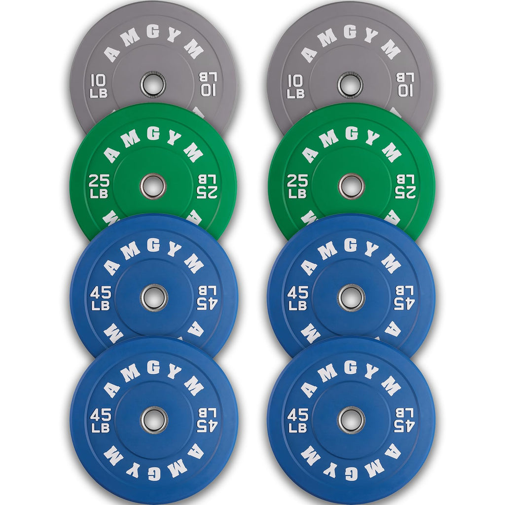 Amgym Color Olympic Bumper Plate, Weights Plates, Bumper Weight Plate, Steel Insert, Strength Training(250Lb Set)