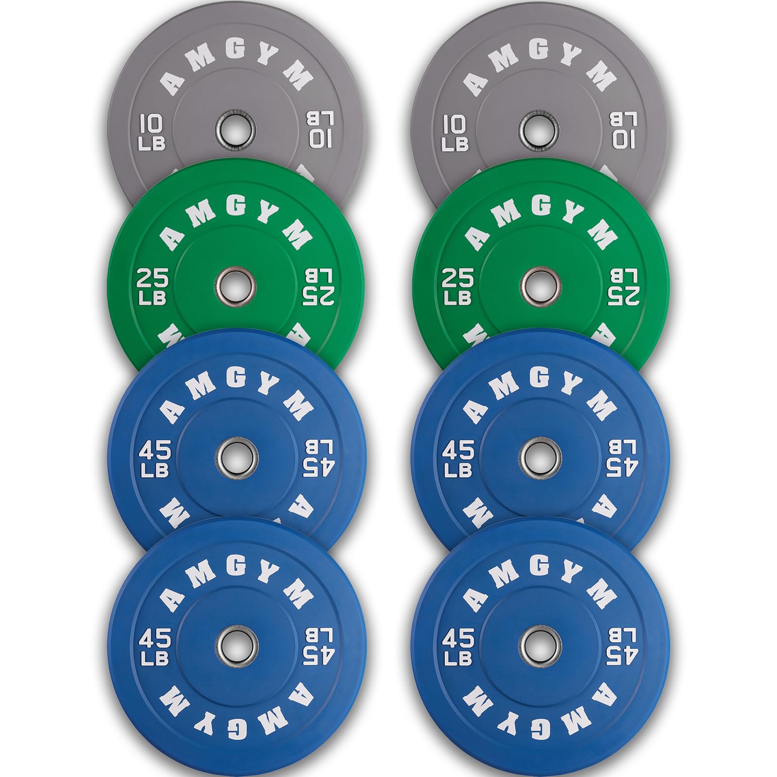 Amgym Color Olympic Bumper Plate, Weights Plates, Bumper Weight Plate, Steel Insert, Strength Training(250Lb Set)