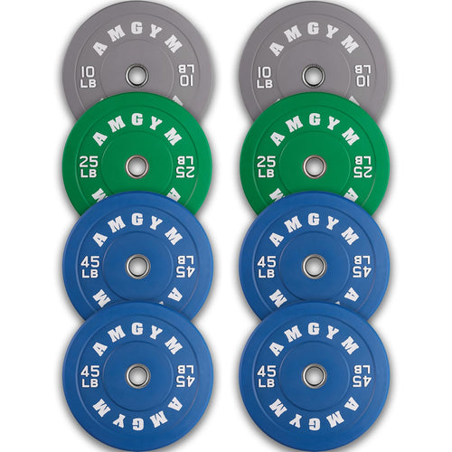 Amgym Color Olympic Bumper Plate, Weights Plates, Bumper Weight Plate, Steel Insert, Strength Training(250Lb Set)