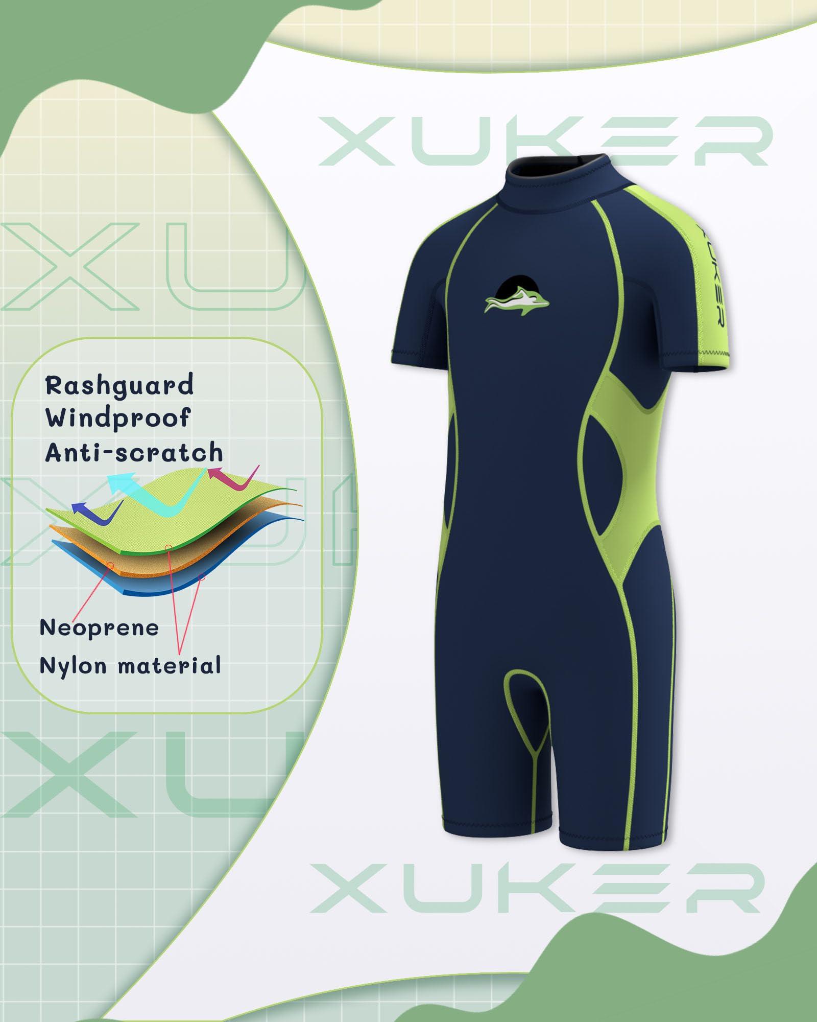 Xuker Kids Wetsuit For Boys Girls Youth 3Mm Neoprene Back Zip Shorty Wet Suit Thermal Wetsuits For Teens Scuba Dive Swimming