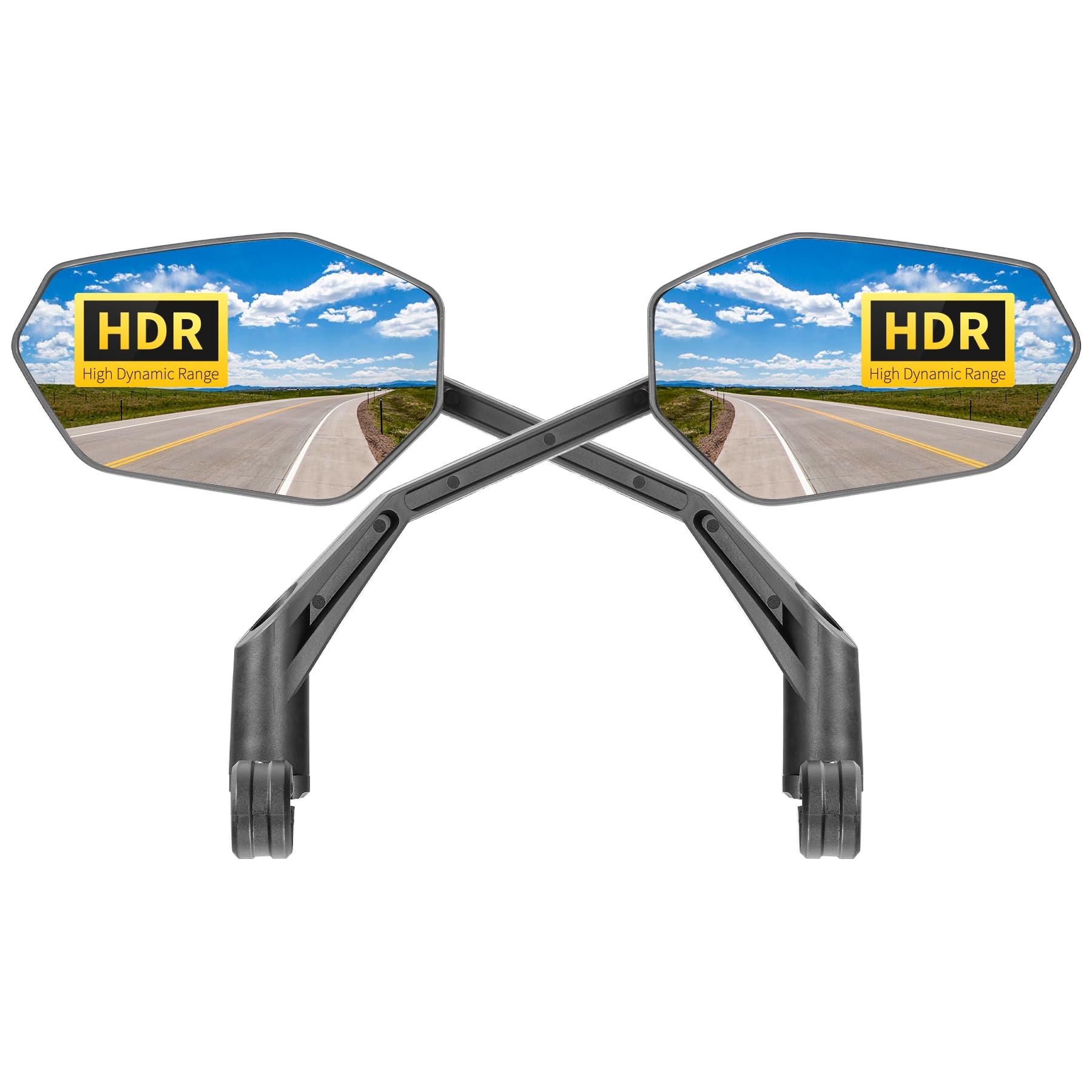 JJZOUEN 2026 Bike Mirror Handlebar Mount, Rotatable Bicycle Rear View Mirrors, Scratch Resistant Convex HD Glass, Safe Bike Rear