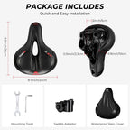 Youngdo Bike Seat - Comfortable Gel Foam Padded Leather Bicycle Seat, Wide Bike Saddle Cushion For Women And Men, Universal Fit,