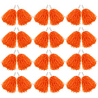 Hooshing 12Pcs Cheerleading Orange Plastic Cheer Pom Poms With Handles For Team Spirit Sports Party Dance