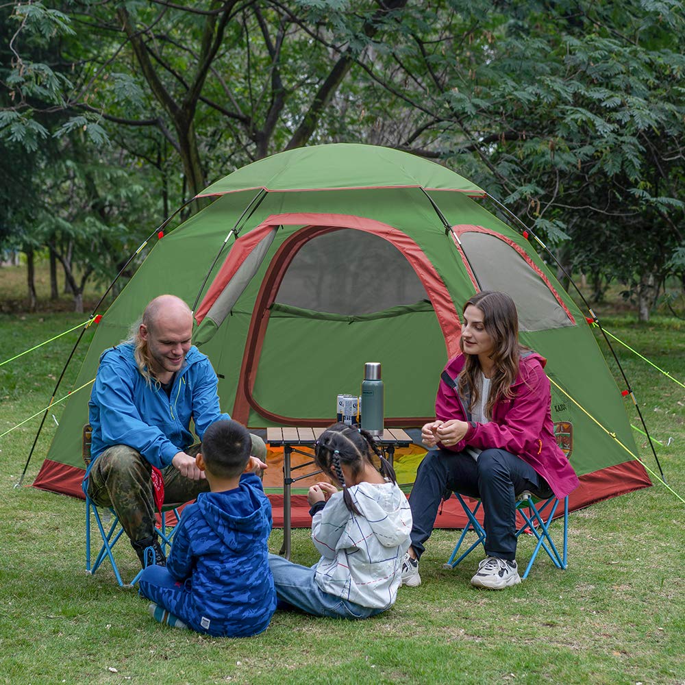 Kazoo Outdoor Camping Tent 2/4 Person Waterproof Camping Tents Easy Setup Two/Four Man Tent Sun Shade 2/3/4 People (4Pgreen)